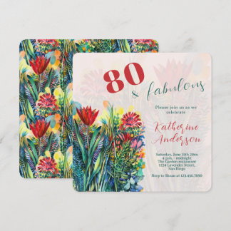 Aquarellblumen – 80 & Fantastischer Geburtstag Einladung