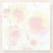 Aquarellblumen abstrakt, rot und gelb glasuntersetzer (Rückseite)