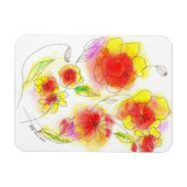 Aquarellblumen abstrakt, rot und gelb magnet (Horizontal)
