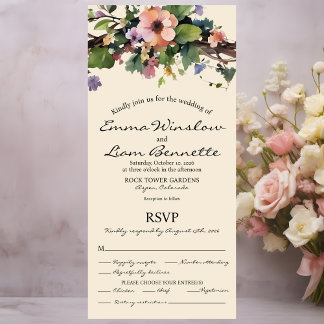 Aquarellblumen, alles in einer Hochzeit einladen. All In One Einladung