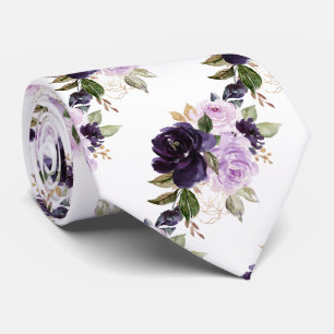 Aquarellblumen Aubergine Lila Flieder Rosen Krawatte