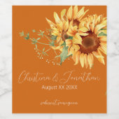 Aquarellblumen auf Burnt Orange Weinetikett (Einzelnes Label)