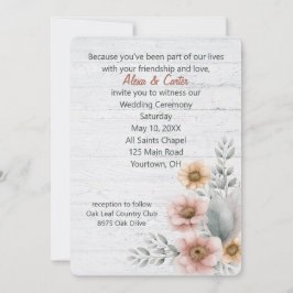 Aquarellblumen auf Holz Einladung