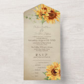 Aquarellblumen auf verblasstem Pergament All In One Einladung (Innen Boden)