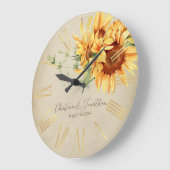 Aquarellblumen auf verblasstem Pergament Große Wanduhr (Winkel)