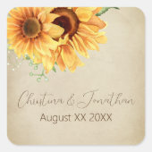 Aquarellblumen auf verblasstem Pergament Quadratischer Aufkleber (Vorderseite)