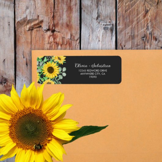 Aquarellblumen | Black Return Address Label