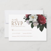 Aquarellblumen Blätter Hochzeit im Herbst RSVP Karte (Vorderseite)