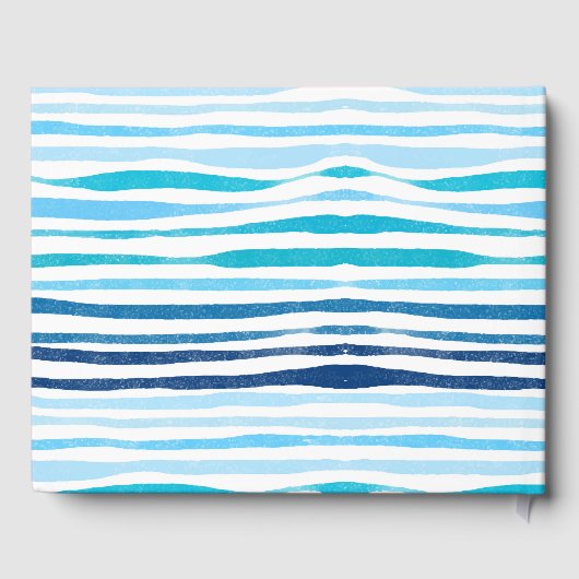 Aquarellblumen & Blauer Streifen Hochzeitsbuch Gästebuch (Rückseite)