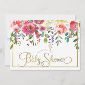Aquarellblumen Blume Moderne Babydusche Einladung (Vorderseite)