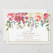 Aquarellblumen Blume Moderne Babydusche Einladung (Rückseite)