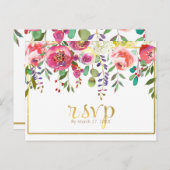 Aquarellblumen Blume Moderne Goldhochzeit RSVP Einladungspostkarte (Vorne/Hinten)