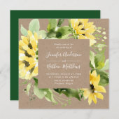 Aquarellblumen Blumen Blumenrahmen Square Hochzeit Einladung (Vorne/Hinten)