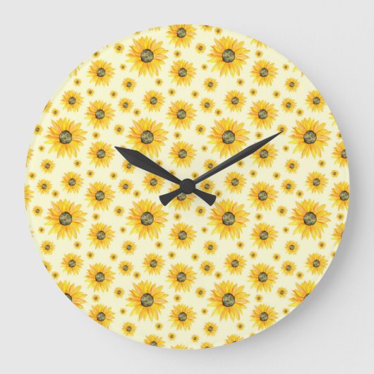Aquarellblumen Blumenmuster Große Wanduhr (Vorderseite)