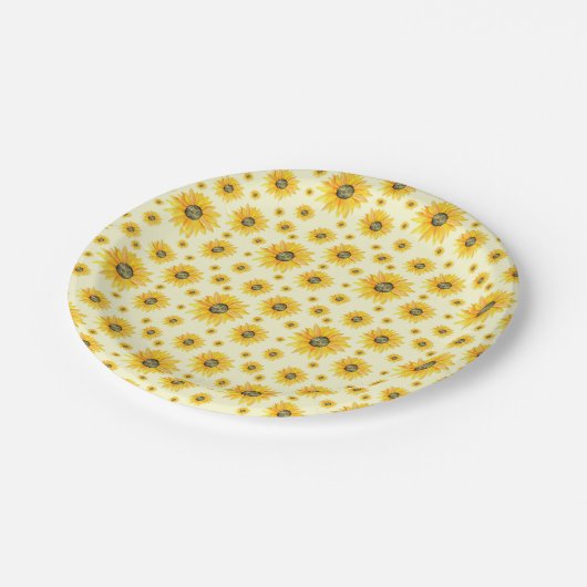 Aquarellblumen Blumenmuster Pappteller (Schrägansicht)