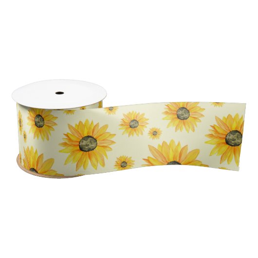 Aquarellblumen Blumenmuster Satinband (Spule)