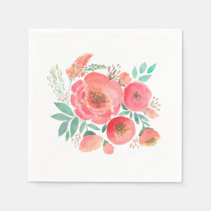 Aquarellblumen, Blumenstrauß . Serviette