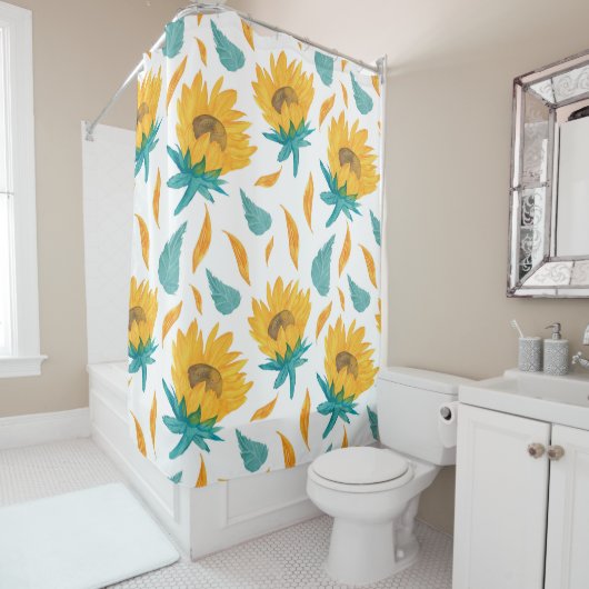 Aquarellblumen: Botanische Sommerkollektion Duschvorhang (Beispiel)