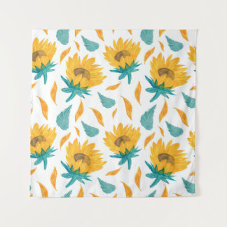 Aquarellblumen: Botanische Sommerkollektion Wandteppich