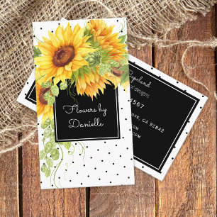 Aquarellblumen Bouquet und Polka Dots Visitenkarte