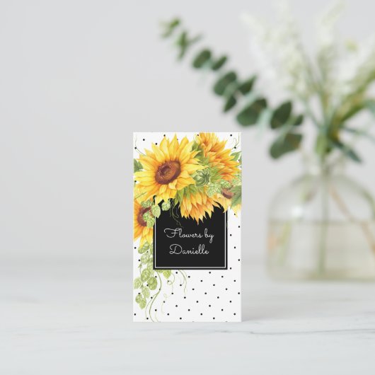 Aquarellblumen Bouquet und Polka Dots Visitenkarte (Stehend Vorderseite)