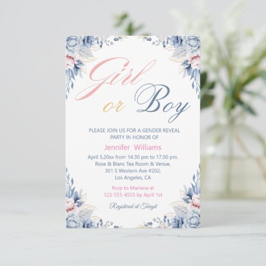 Aquarellblumen-Chic Mädchen oder Junge Geschlecht  Einladung (Stehend Vorderseite)