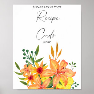 Aquarellblumen – deine Rezeptkarte hier Poster