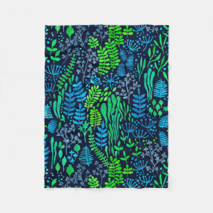 Aquarellblumen-Doodles dunkler Hintergrund Fleecedecke