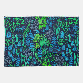 Aquarellblumen-Doodles dunkler Hintergrund Handtuch