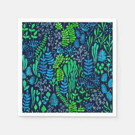 Aquarellblumen-Doodles dunkler Hintergrund Serviette