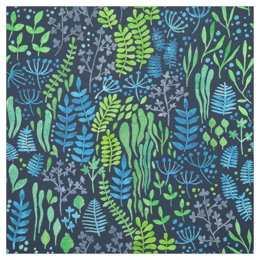 Aquarellblumen-Doodles dunkler Hintergrund Stoff (Muster)