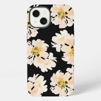 Aquarellblumen errötende Pfingstrosen auf Schwarz iPhone 13 Hülle