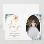 Aquarellblumen erste heilige Kommune Vielen Dank Einladung (Vorne/Hinten)