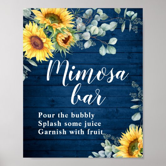 Aquarellblumen Eukalyptus Mimosa Bar Sign Poster (Vorne)
