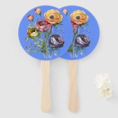 Aquarellblumen Fächer (Vorne und Hinten)