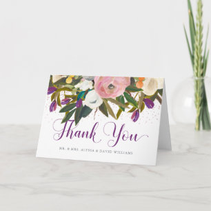 Aquarellblumen   Falscher Glitter Dankeschön Dankeskarte