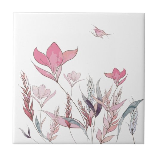 Aquarellblumen Fliese (Vorderseite)