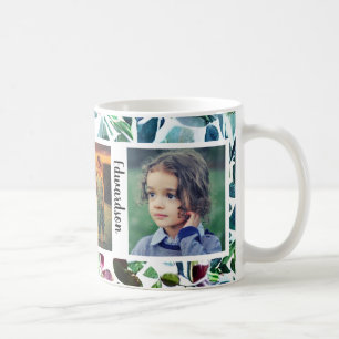 Aquarellblumen Foto Collage mit Monogramm Kaffeetasse