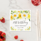 Aquarellblumen & gelbe Blumen Geburtstag Serviette (Beispiel)