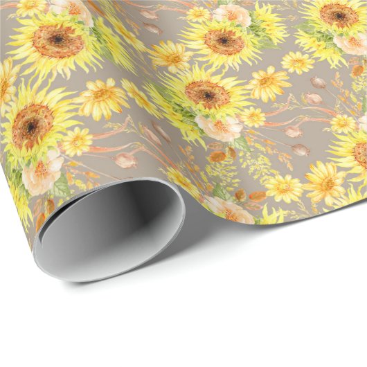 Aquarellblumen Gelbe Blumen Geschenkpapier (Rolleneckpunkt)
