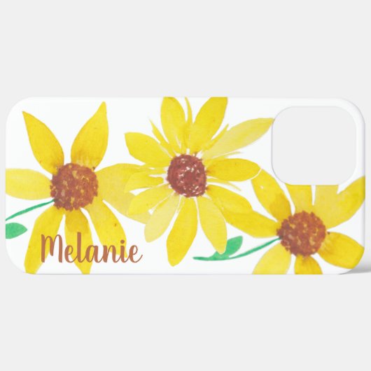 Aquarellblumen Gelbe Blüten Mit Monogramm Case-Mate iPhone Hülle (Hinten (horizontal))
