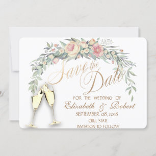 Aquarellblumen, gepunktet, Brille Save The Date