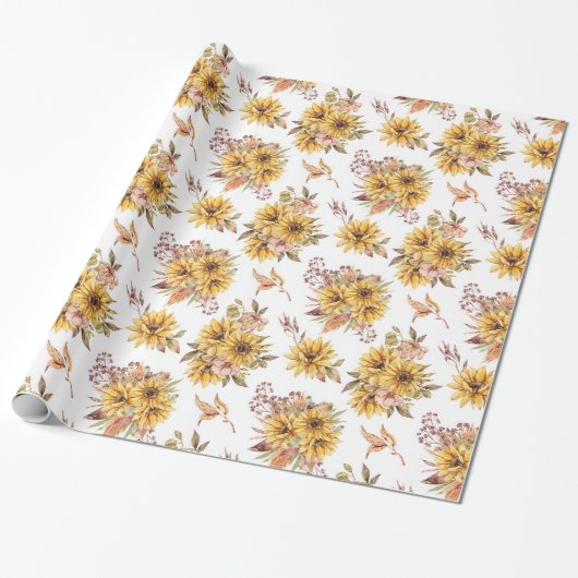 Aquarellblumen Geschenkpapier (Ungerollt)