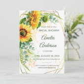 Aquarellblumen Gold Frame Brautparty Einladung (Stehend Vorderseite)