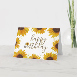 Aquarellblumen & Golddots zum Geburtstag Karte