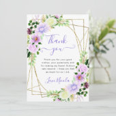 Aquarellblumen Goldrahmen Sweet 16 Dankeskarte (Stehend Vorderseite)