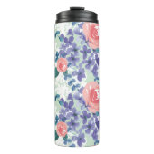 Aquarellblumen Grünrosa Lila Hydrangeas Thermosbecher (Vorderseite)