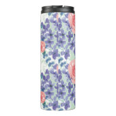 Aquarellblumen Grünrosa Lila Hydrangeas Thermosbecher (Rückseite)