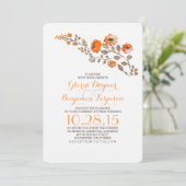 Aquarellblumen - Hochzeit im Herbst Einladung (Stehend Vorderseite)