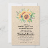 Aquarellblumen | Hochzeitsarbeit von Kraft Einladung (Vorderseite)